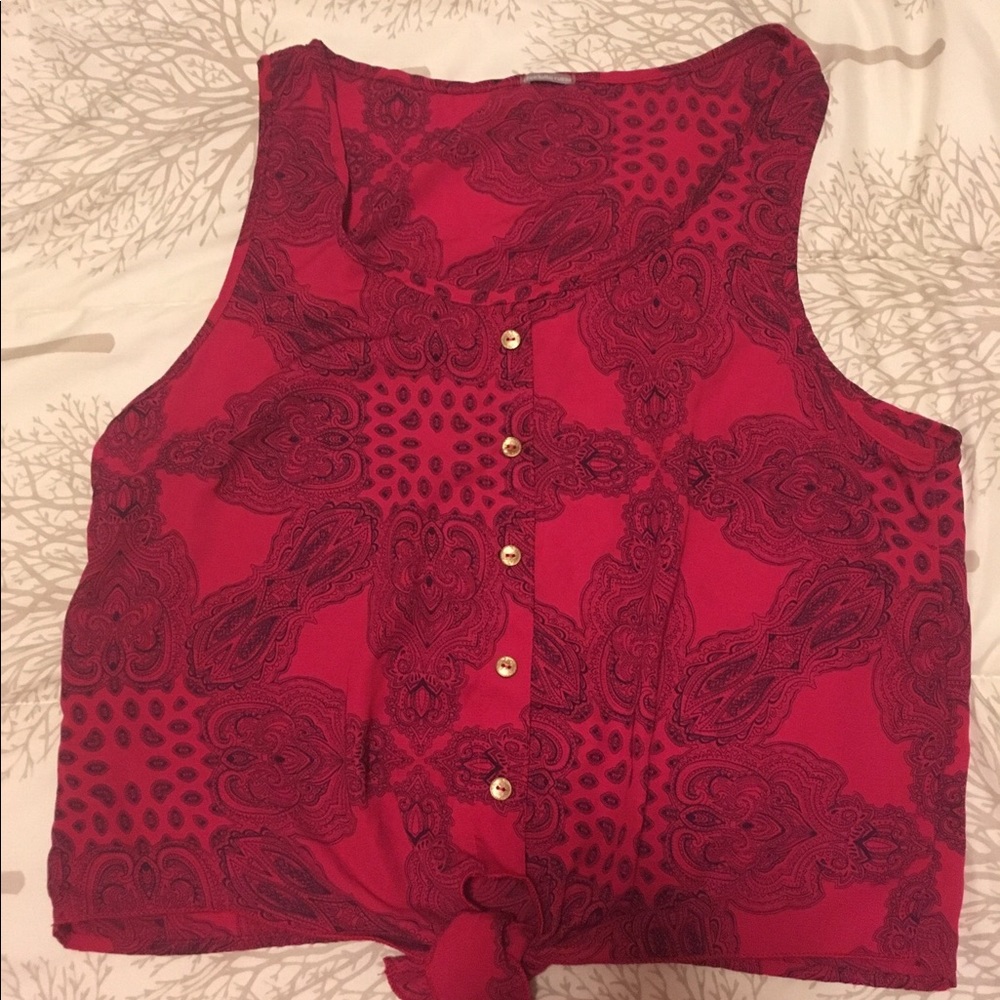 Magenta Gold Button Blouse